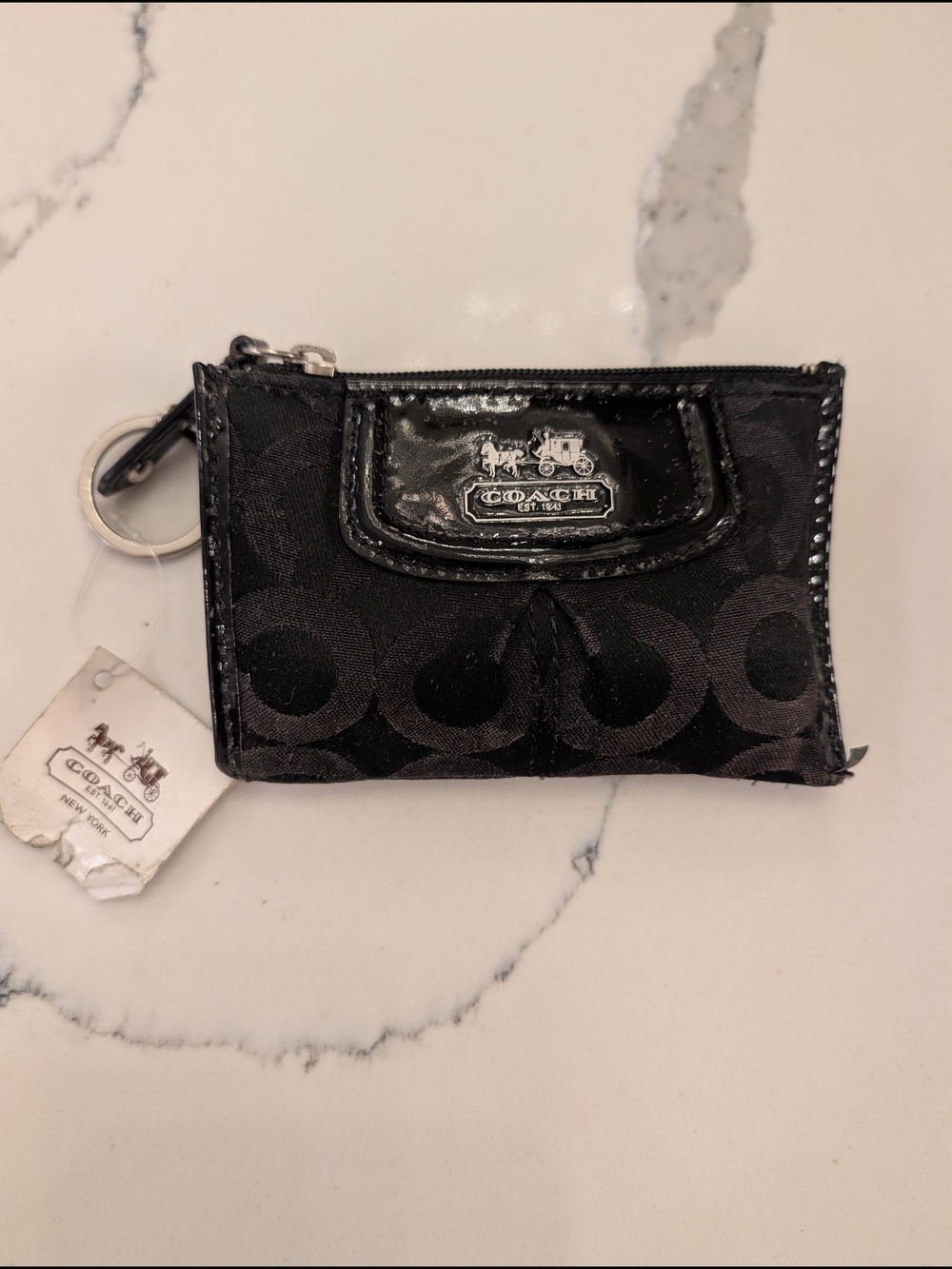 Coach Signature Collection Coin Pouch Black Keychain